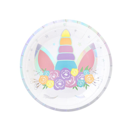 Πιάτα - Χάρτινα Πιάτα Γλυκού "Unicorn" (6 τεμ.) - Κωδικός: 512325 - SmileStore
